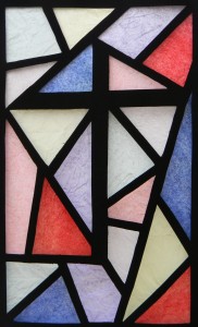 Raamfolie, glas-in-lood, kruis, modern, voorbeeld