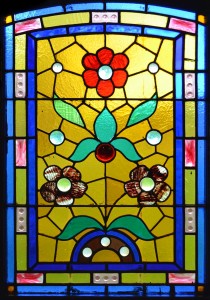 glas-in-lood, raamfolie, voorbeeld, rozen, bloemen