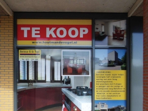 Raamstickers (6), reclame, bedrukt, te koop