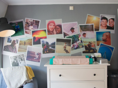 Muursticker, op maat, babykamer, plaktextiel, polaroids