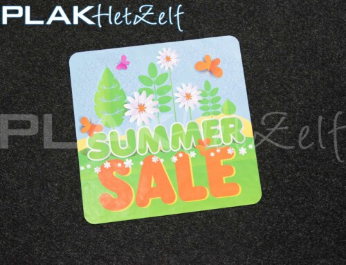 Vloersticker, voor sale event, huisstijl, sticker op vloerbedekking, PLAKhetZelf