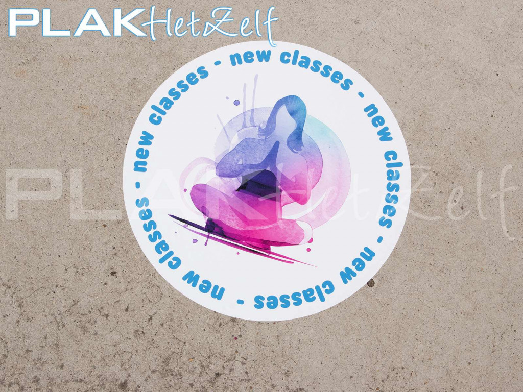 vloersticker, logo, rond, beton