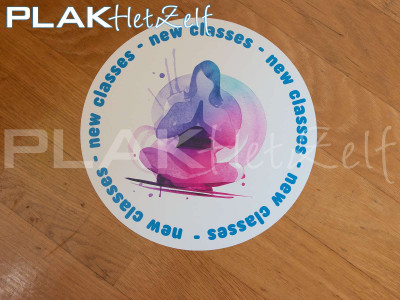 vloer sticker, logo, rond, houten vloer