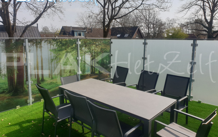 bedrukte raamfolie, onbedrukte raamfolie, voor privacy, dak terras, PLAKhetZelf, R02